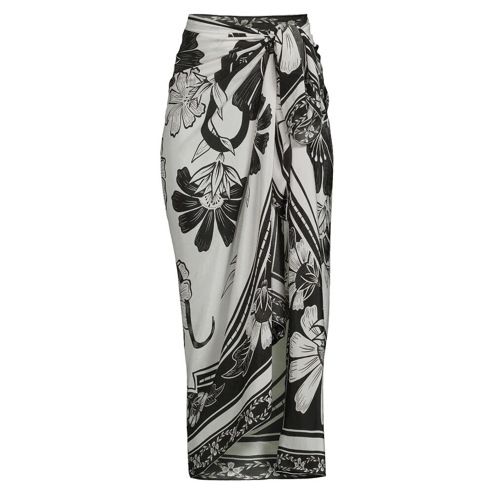NWT FARM Rio Women's Black Flower Leopards Panneaux Sarong - One Size